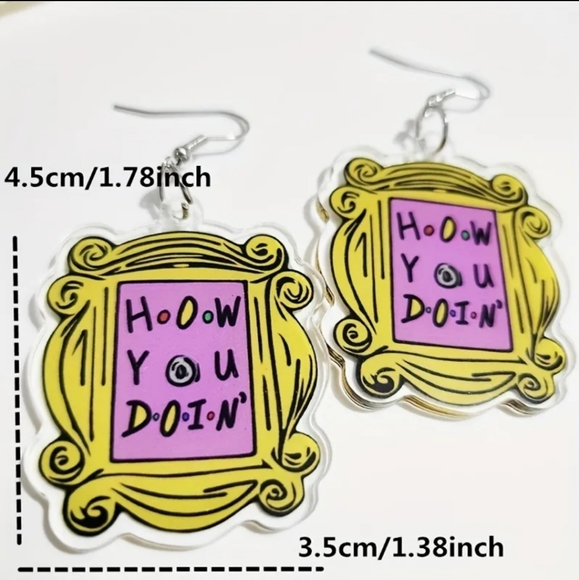 Friends "How You Doin?" Pierced Earrings - Picture 5 of 5